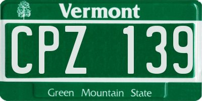 VT license plate CPZ139