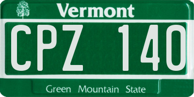 VT license plate CPZ140