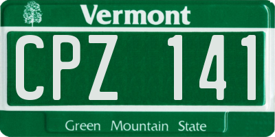 VT license plate CPZ141