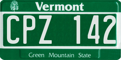 VT license plate CPZ142