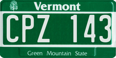 VT license plate CPZ143