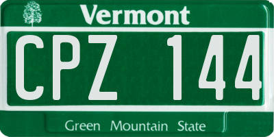 VT license plate CPZ144