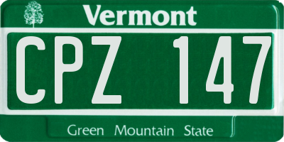 VT license plate CPZ147