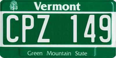 VT license plate CPZ149