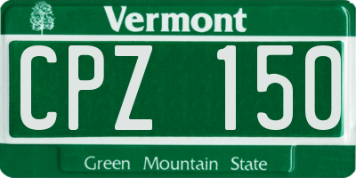 VT license plate CPZ150