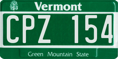 VT license plate CPZ154
