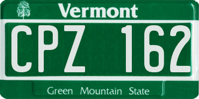 VT license plate CPZ162