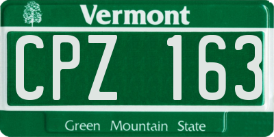 VT license plate CPZ163