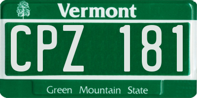 VT license plate CPZ181