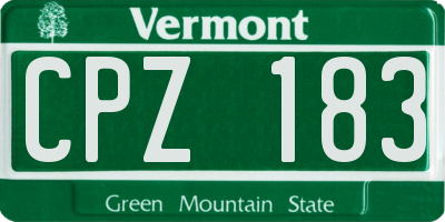 VT license plate CPZ183