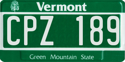 VT license plate CPZ189