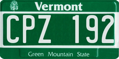 VT license plate CPZ192