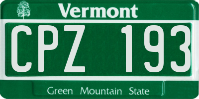 VT license plate CPZ193