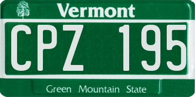VT license plate CPZ195
