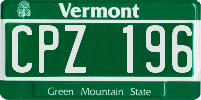 VT license plate CPZ196