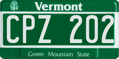 VT license plate CPZ202