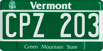 VT license plate CPZ203