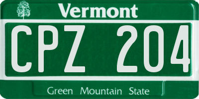 VT license plate CPZ204