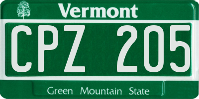 VT license plate CPZ205