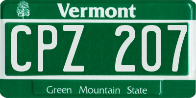 VT license plate CPZ207