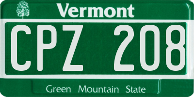 VT license plate CPZ208