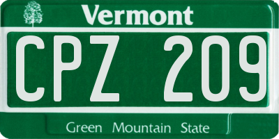 VT license plate CPZ209