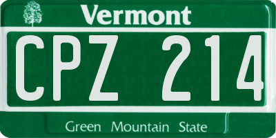 VT license plate CPZ214