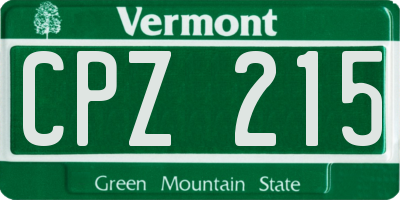VT license plate CPZ215