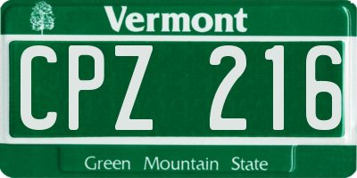 VT license plate CPZ216