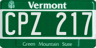 VT license plate CPZ217