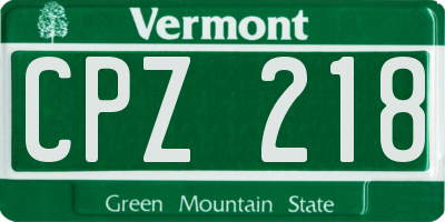VT license plate CPZ218
