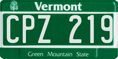 VT license plate CPZ219