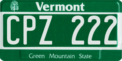 VT license plate CPZ222