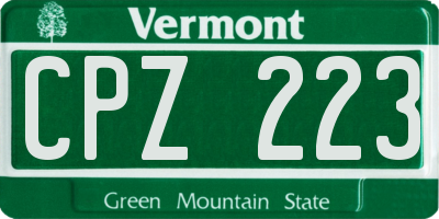 VT license plate CPZ223