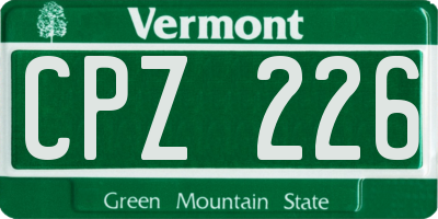 VT license plate CPZ226