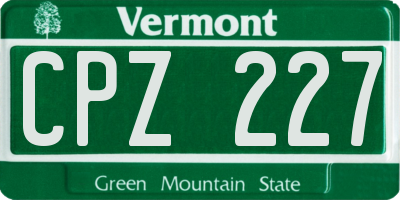 VT license plate CPZ227