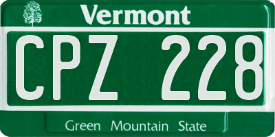 VT license plate CPZ228