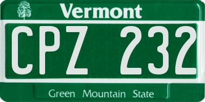 VT license plate CPZ232