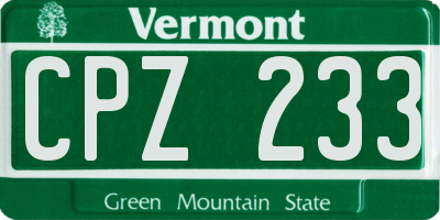 VT license plate CPZ233