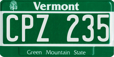 VT license plate CPZ235