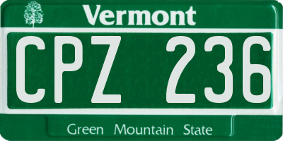 VT license plate CPZ236
