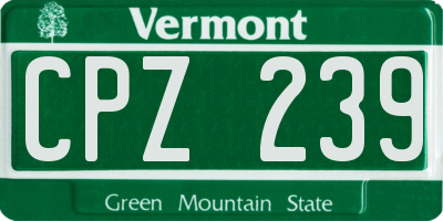VT license plate CPZ239