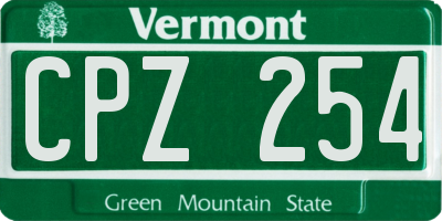 VT license plate CPZ254