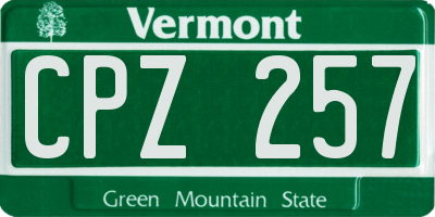 VT license plate CPZ257