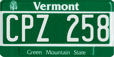 VT license plate CPZ258