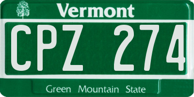 VT license plate CPZ274