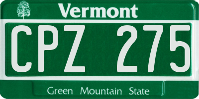 VT license plate CPZ275