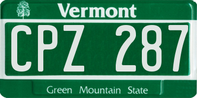 VT license plate CPZ287