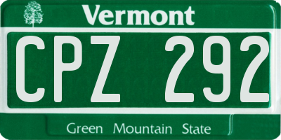VT license plate CPZ292