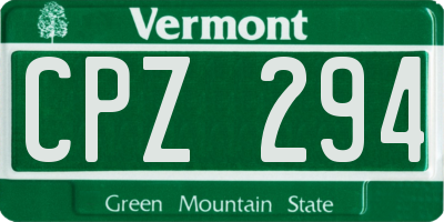 VT license plate CPZ294